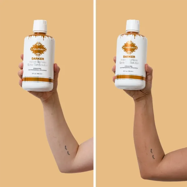 Fake Bake Darker Spray Tan Solution before after